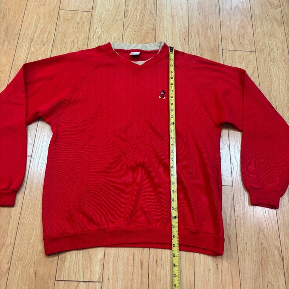 Disney Wear Mickey Embroidered Red V Neck Sweater Made USA Men's Size XL VTG - Picture 3 of 7